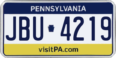 PA license plate JBU4219