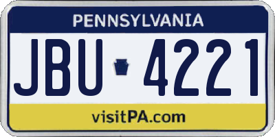 PA license plate JBU4221