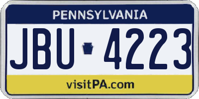 PA license plate JBU4223