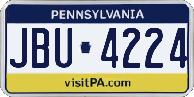 PA license plate JBU4224