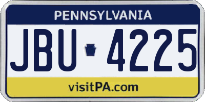 PA license plate JBU4225