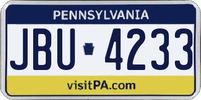 PA license plate JBU4233