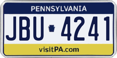 PA license plate JBU4241