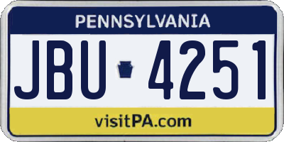 PA license plate JBU4251