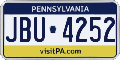 PA license plate JBU4252