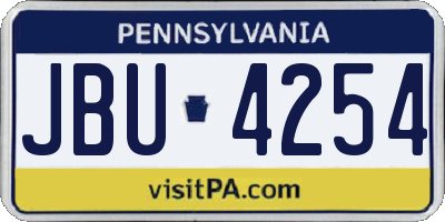 PA license plate JBU4254