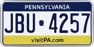 PA license plate JBU4257