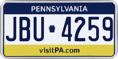 PA license plate JBU4259