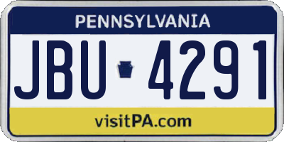 PA license plate JBU4291