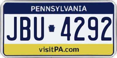 PA license plate JBU4292