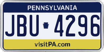 PA license plate JBU4296