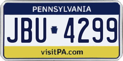 PA license plate JBU4299