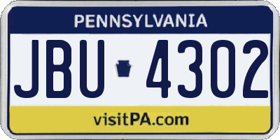 PA license plate JBU4302