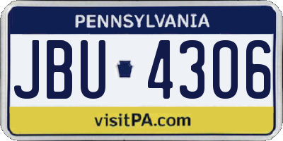 PA license plate JBU4306