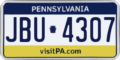 PA license plate JBU4307