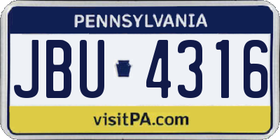 PA license plate JBU4316