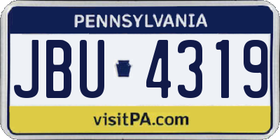 PA license plate JBU4319