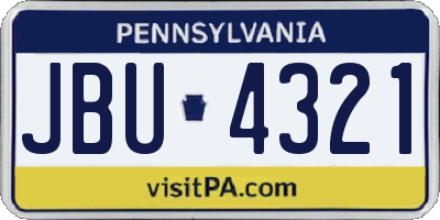 PA license plate JBU4321