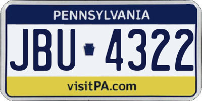 PA license plate JBU4322