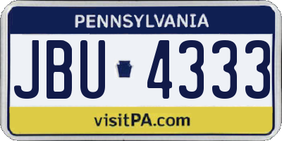 PA license plate JBU4333