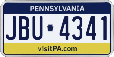 PA license plate JBU4341
