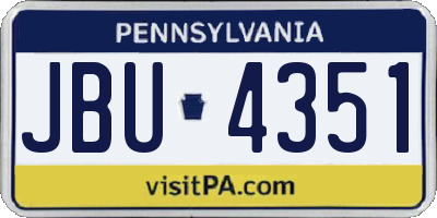 PA license plate JBU4351