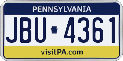 PA license plate JBU4361