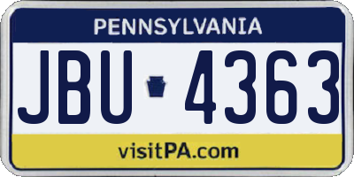 PA license plate JBU4363