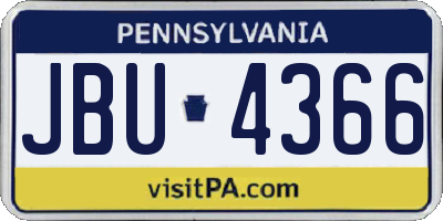 PA license plate JBU4366