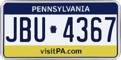 PA license plate JBU4367