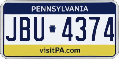PA license plate JBU4374