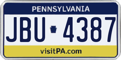 PA license plate JBU4387