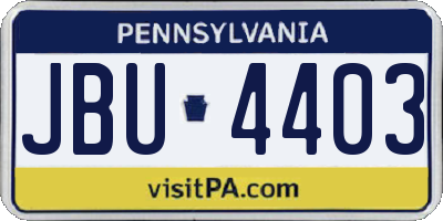 PA license plate JBU4403