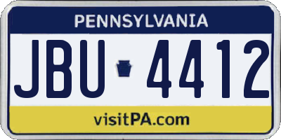 PA license plate JBU4412
