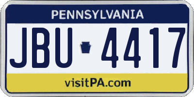 PA license plate JBU4417