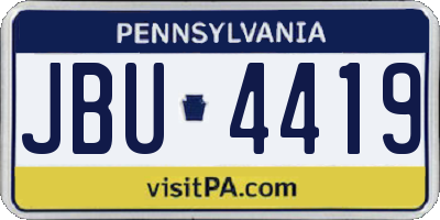 PA license plate JBU4419