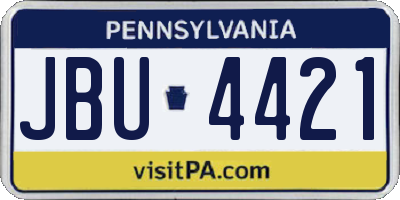 PA license plate JBU4421