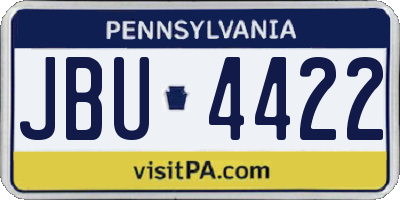 PA license plate JBU4422