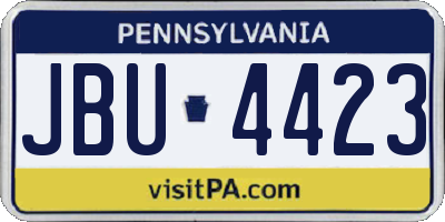 PA license plate JBU4423