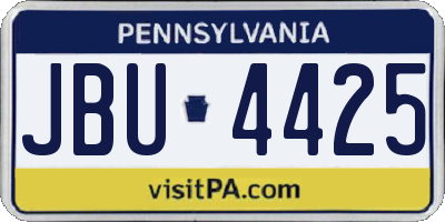PA license plate JBU4425