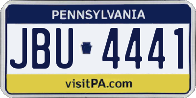 PA license plate JBU4441