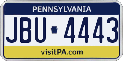 PA license plate JBU4443
