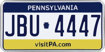 PA license plate JBU4447