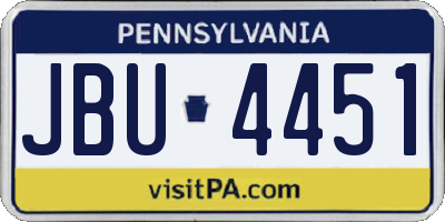 PA license plate JBU4451