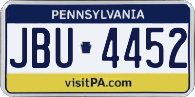 PA license plate JBU4452