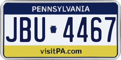 PA license plate JBU4467