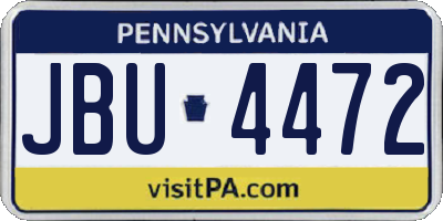 PA license plate JBU4472