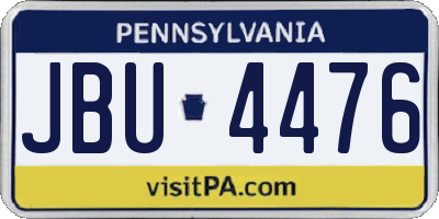 PA license plate JBU4476