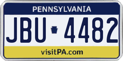 PA license plate JBU4482