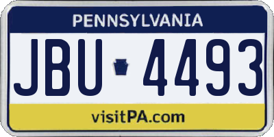 PA license plate JBU4493